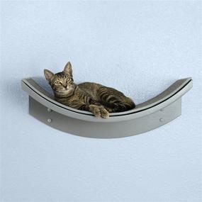 img 3 attached to 🐱 The Refined Feline Lotus Leaf Cat Shelf - Modern and Sturdy Curved Design for Wall Perch, Elegant Wood Mounted Bed Furniture for Cats