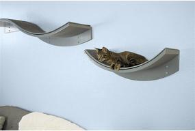 img 2 attached to 🐱 The Refined Feline Lotus Leaf Cat Shelf - Modern and Sturdy Curved Design for Wall Perch, Elegant Wood Mounted Bed Furniture for Cats