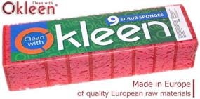 img 3 attached to 🧽 European-Made Okleen Pink Multi Use Scrub Sponges - 9 Pack, 4.3x2.8x1.4 inches - Odorless Heavy Duty & Non Scratch Fiber - Durable and Delicate Scrubber for Kitchen, Bathroom, Housekeeping, and Outdoors