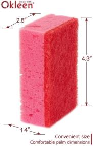 img 1 attached to 🧽 European-Made Okleen Pink Multi Use Scrub Sponges - 9 Pack, 4.3x2.8x1.4 inches - Odorless Heavy Duty & Non Scratch Fiber - Durable and Delicate Scrubber for Kitchen, Bathroom, Housekeeping, and Outdoors