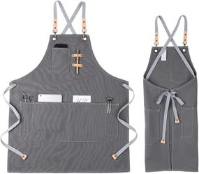 img 4 attached to Versatile Apron with Pockets for Men and Women - Chef, Waiters, Artists, Ideal for Grill, Kitchen, Restaurant, Bar, Shop