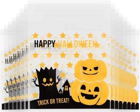 img 3 attached to 🎃 VIPITH Halloween Cellophane Bags - 100 Pcs Resealable Pumpkin Demon Tree Treat Bags for Bakery, Cookie, Candies - 3.9 * 3.9 Inch