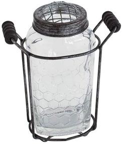 img 4 attached to 🌷 Time Concept Rustic Glass Flower Vase with Wire Mesh Top - Small Jar with Handle for Floral Arrangement and Home Decor