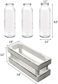 img 1 attached to Mаленькие стеклянные вазы Funsoba в деревянной подставке - комплект из 3-х прозрачных цветочных ваз для выставки на подоконнике - декор для дома в стиле фермерской усадьбы (белый 3 вазы)