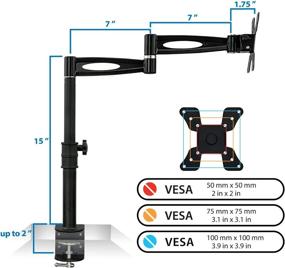 img 1 attached to 🖥️ Mount-It! Single Monitor Arm Mount - Heavy Duty Full Motion Desk Stand - Height Adjustable - Fits 19 21 24 27 29 30 Inch VESA 75 100 Compatible Computer Screen - C-Clamp Base - Holds up to 33 Lbs