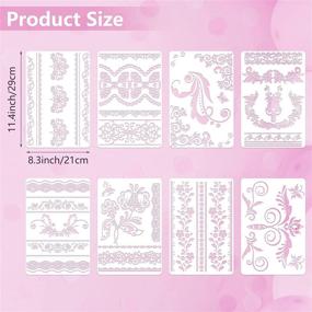 img 3 attached to 🌸 Set of 16 Flower Border Stencils: Reusable Floral Mandala Laser Cut Painting Templates for Wall, Furniture, Canvas Crafts, Indoor/Outdoor Decoration - 11.4 x 8.3 Inch