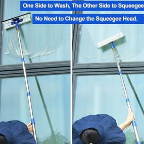 img 3 attached to 🪟 Efficient Rotated Window Cleaning Tool with Long Handle – ITTAHO Window Squeegee and Microfiber Scrubber Combo, Ideal for Indoor and Outdoor High Windows – Stainless Steel Pole with Two Pads