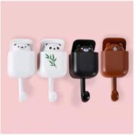 🐼 cute panda bear wall mounted hooks - heavy duty self adhesive hooks for key coat robe towel - decorative hooks for kids girls - aromatherapy design - 4 pack (various panda bear designs) логотип