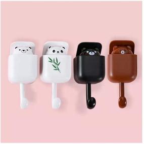 img 4 attached to 🐼 Cute Panda Bear Wall Mounted Hooks - Heavy Duty Self Adhesive Hooks for Key Coat Robe Towel - Decorative Hooks for Kids Girls - Aromatherapy Design - 4 Pack (Various Panda Bear Designs)