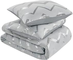 img 1 attached to 🛏️ Codi Metallic Print Grey and Silver Comforter Set for Full/Queen Size Bed with Matching Sham and Decorative Pillow