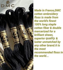 img 3 attached to 🧵 High-Quality DMC Black Embroidery Floss and Thread Bundle - 12/Pack with Extra Skein and Cross Stitch Needles in Black