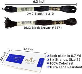 img 1 attached to 🧵 High-Quality DMC Black Embroidery Floss and Thread Bundle - 12/Pack with Extra Skein and Cross Stitch Needles in Black