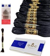 🧵 high-quality dmc black embroidery floss and thread bundle - 12/pack with extra skein and cross stitch needles in black logo