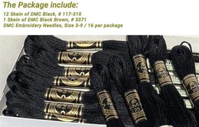 img 2 attached to 🧵 High-Quality DMC Black Embroidery Floss and Thread Bundle - 12/Pack with Extra Skein and Cross Stitch Needles in Black