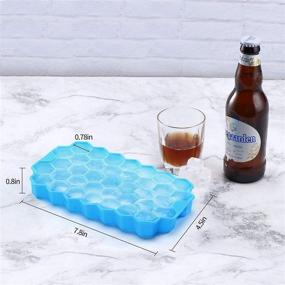 img 3 attached to 🧊 2 Pack Silicone Ice Cube Trays: Easy Release Reusable Molds for Beverages, Whiskey & Cocktails, Juice – BPA-Free (Blue)