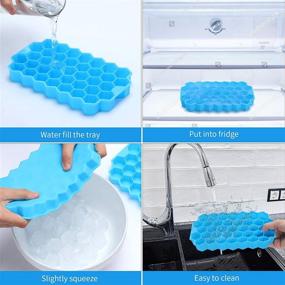 img 2 attached to 🧊 2 Pack Silicone Ice Cube Trays: Easy Release Reusable Molds for Beverages, Whiskey & Cocktails, Juice – BPA-Free (Blue)