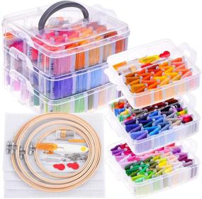 img 4 attached to 🧵 Complete Embroidery Kit for Beginners: Organizer, Cross Stitch Kits with 162 Colors Floss, Hoops, Cloth, and 46 Tools