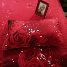 img 2 attached to 🌹 DACHENGXIAORUI 4-Piece Red Rose Pattern 3D Printed Bedding Set for King Size Bed - Includes Quilt Cover, Bed Sheet, and 2 Pillowcases - Home Textiles (Size: 200 x 230 cm)
