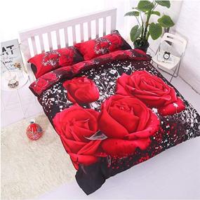 img 3 attached to 🌹 DACHENGXIAORUI 4-Piece Red Rose Pattern 3D Printed Bedding Set for King Size Bed - Includes Quilt Cover, Bed Sheet, and 2 Pillowcases - Home Textiles (Size: 200 x 230 cm)
