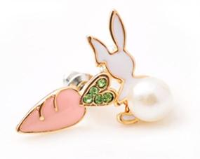 img 1 attached to 🐇 Adorable White Rabbit and Pink Carrot Stud Earrings for Girls and Teen Girls by DUOKA - Enhancing SEO