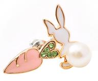 🐇 adorable white rabbit and pink carrot stud earrings for girls and teen girls by duoka - enhancing seo logo