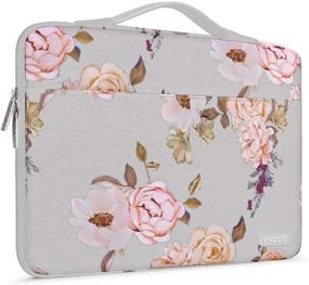 img 4 attached to 👝 MOSISO 13-13.3 inch Laptop Sleeve, 360 Protective Case for MacBook Pro, MacBook Air, Notebook Computer - Stylish Grey Peony Bag with Trolley Belt