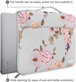 img 2 attached to 👝 MOSISO 13-13.3 inch Laptop Sleeve, 360 Protective Case for MacBook Pro, MacBook Air, Notebook Computer - Stylish Grey Peony Bag with Trolley Belt