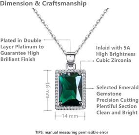 img 1 attached to 💚 VONSSY Green Rectangle Created-Emerald Pendant Necklace, 18" with 2" Extender Chain