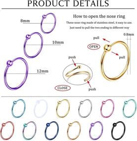 img 1 attached to 💍 ORAZIO Surgical Steel Nose Ring Hoop for Women - 20 Gauge Septum Ring, Cartilage Helix Piercing Jewelry Set of 36 Pieces in Sizes 6-12mm