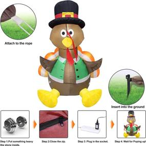 img 3 attached to Evoio 4 FT Thanksgiving Inflatable Turkey with Pilgrim Hat – High-Quality Blow Up Yard Decoration on Clearance(Limited Stock) with LED Lights for Holiday, Party, Yard, Garden