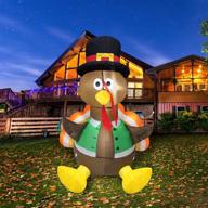 evoio 4 ft thanksgiving inflatable turkey with pilgrim hat – high-quality blow up yard decoration on clearance(limited stock) with led lights for holiday, party, yard, garden logo