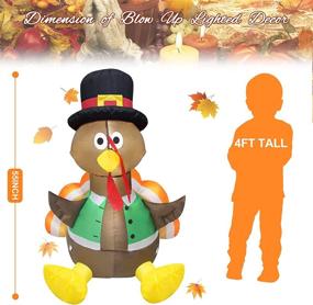 img 2 attached to Evoio 4 FT Thanksgiving Inflatable Turkey with Pilgrim Hat – High-Quality Blow Up Yard Decoration on Clearance(Limited Stock) with LED Lights for Holiday, Party, Yard, Garden