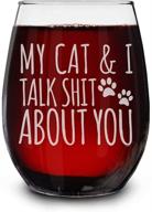 🐾 shop4ever engraved stemless wine glass - funny cat mom gift: my cat & i talk about you logo