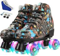 🛼 classic high-top unisex roller skates for indoor and outdoor adult skating: four-wheel rollers logo