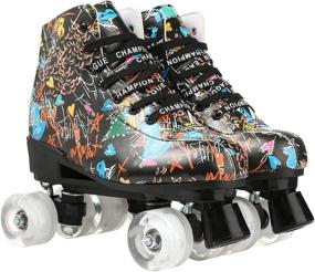 img 3 attached to 🛼 Classic High-Top Unisex Roller Skates for Indoor and Outdoor Adult Skating: Four-Wheel Rollers