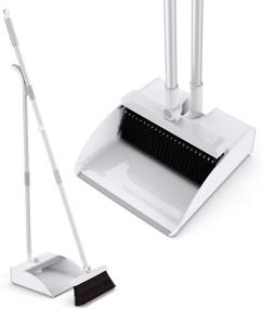 img 4 attached to 🧹 Broom and Dustpan Set, Homga Extendable Long Handle Dustpan Broom Combo, Upright Standing Brooms for Kitchen, Home, Office, Lobby, and Floor Cleaning Use.