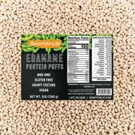 🌱 edamame soy protein puffs by smart for life - high protein, sugar-free isolate snacks - 20g protein - non-gmo, gluten-free - 3lb box - 53 servings - soy puffs logo