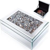💎 high-end luxury mirror box - meetart large diamond glass mirrored jewelry box: simple classic storage organizer, silver (9.5x6.5x3inch) logo