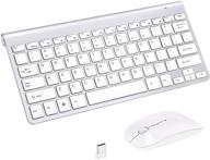 💻 energy-saving keyboard and mouse combo: trelc 2.4g ultra thin wireless keyboard and slim dpi adjustable mouse for pc, desktop, computer, notebook, laptop, smart tv – silent click, silver logo