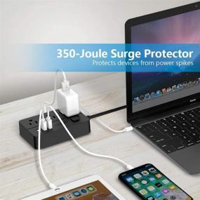 img 1 attached to ⚡️ JSVER Surge Protector Power Strip with 3 USB Ports, 3 Outlets, and 4.92 Ft Extension Cord - Compact Size for Home, Office, Cruise Ship, Cellphone (Black)