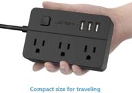 ⚡️ jsver surge protector power strip with 3 usb ports, 3 outlets, and 4.92 ft extension cord - compact size for home, office, cruise ship, cellphone (black) logo