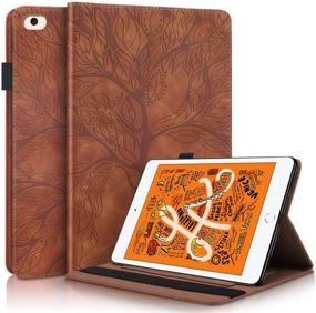 img 4 attached to 📱 Pefcase iPad Mini 5 Case, Apple iPad Mini 1/2/3/4/5th Generation Cover, Multi-Angle Viewing Folio Smart PU Leather Cover with Auto Sleep/Wake 7.9" - Life Tree Brown