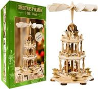 🎄 authentic german christmas decoration pyramid - exquisite 18-inch wood nativity scene set - perfect under the christmas tree - charming holiday tabletop decor - 3 tiers carousel with 6 candle holders - premium german design logo