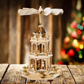 img 3 attached to 🎄 Authentic German Christmas Decoration Pyramid - Exquisite 18-Inch Wood Nativity Scene Set - Perfect Under The Christmas Tree - Charming Holiday Tabletop Decor - 3 Tiers Carousel with 6 Candle Holders - Premium German Design