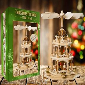 img 2 attached to 🎄 Authentic German Christmas Decoration Pyramid - Exquisite 18-Inch Wood Nativity Scene Set - Perfect Under The Christmas Tree - Charming Holiday Tabletop Decor - 3 Tiers Carousel with 6 Candle Holders - Premium German Design