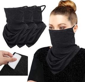 img 4 attached to 🧣 MoKo Scarf Mask Bandana with Ear Loops: A 3 Pack of Neck Gaiters and Balaclavas with Filter Pocket for Outdoor Use by Women and Men