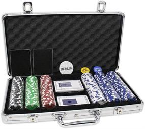 img 1 attached to 🃏 Da Vinci 300 11.5 Gram Striped Poker Chip Set with 3 Dealer Buttons, 2 Decks of Cards, and Case