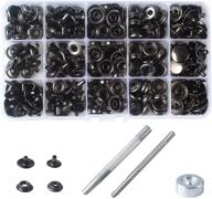 time-saving snap fastener kit: 70 sets 15mm 5/8&quot; metal snap fastener leather rapid rivet button sewing with punch set tool (15mm, gun black) logo