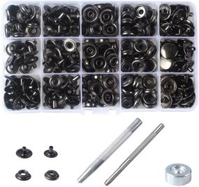 img 4 attached to Time-Saving Snap Fastener Kit: 70 Sets 15mm 5/8&quot; Metal Snap Fastener Leather Rapid Rivet Button Sewing with Punch Set Tool (15mm, Gun Black)