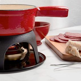 img 1 attached to 🍫 VonShef Swiss Fondue Set: High-quality Cast Iron Pot, 6 Forks Included - Perfect for Cheese or Chocolate Fondue, 1.1 Quart Capacity